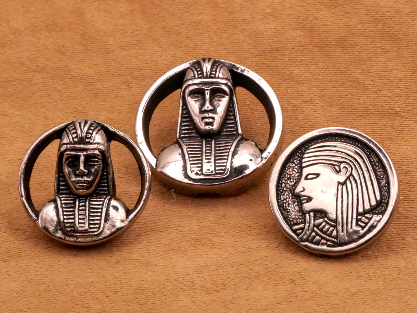 Pharaoh Face Silver Metallized Plastic Button Various 13-15mm