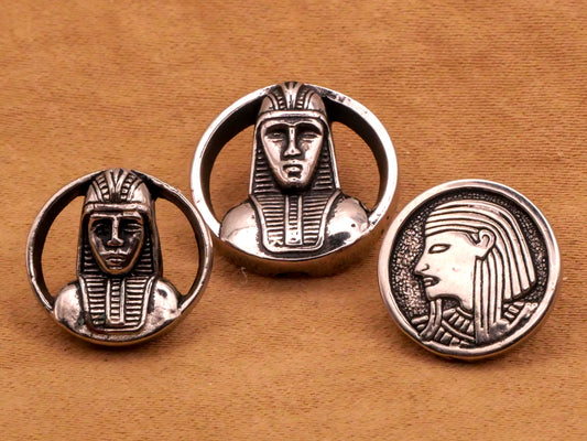 Pharaoh Face Silver Metallized Plastic Button Various 13-15mm