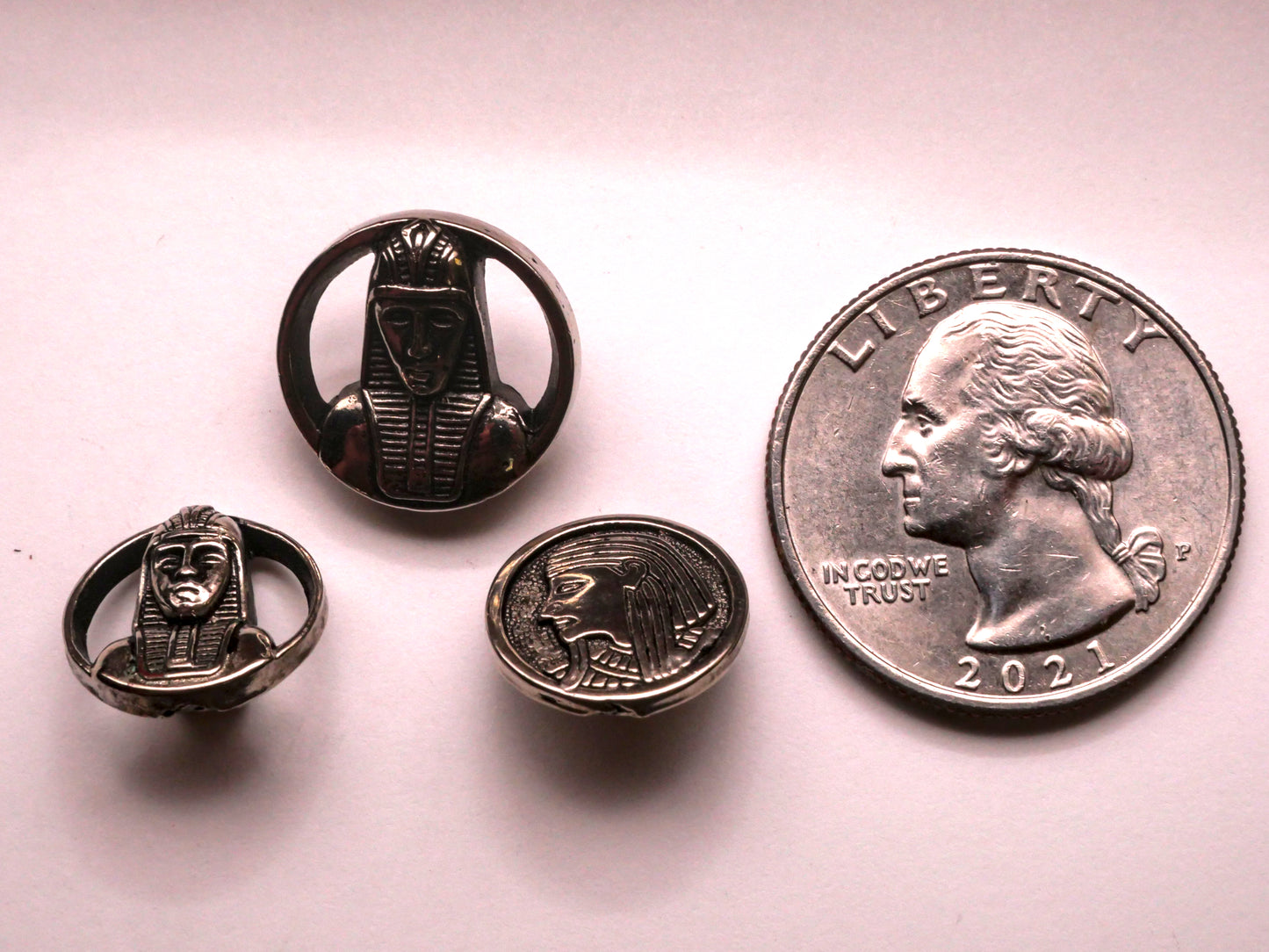 Pharaoh Face Silver Metallized Plastic Button Various 13-15mm