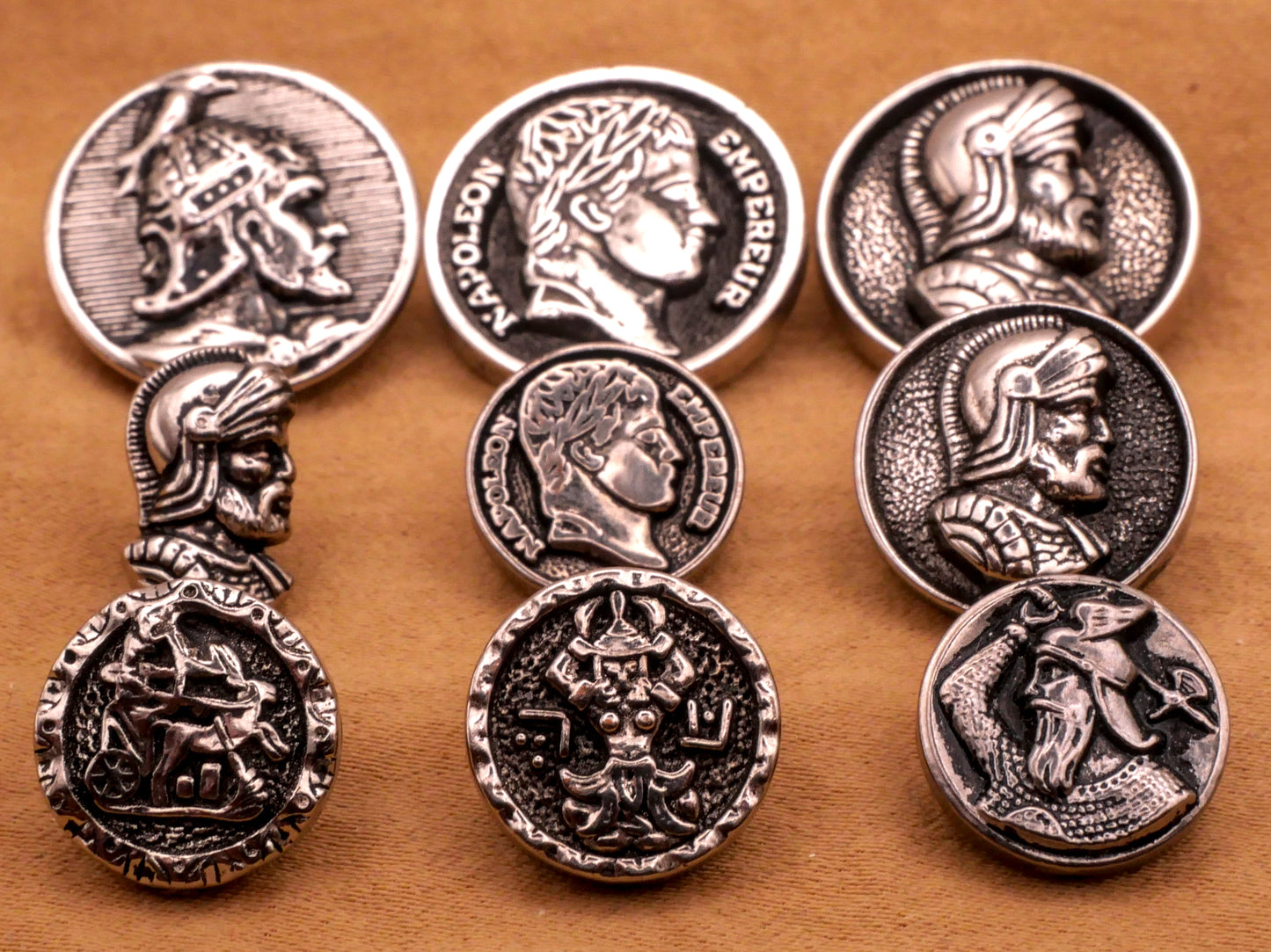 Military Portraits Soldiers Vintage Metallized Plastic Button Various 8-20mm