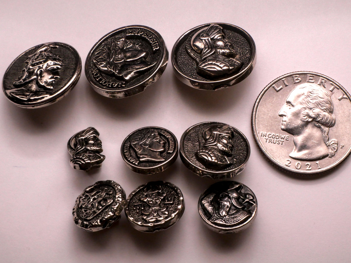 Military Portraits Soldiers Vintage Metallized Plastic Button Various 8-20mm