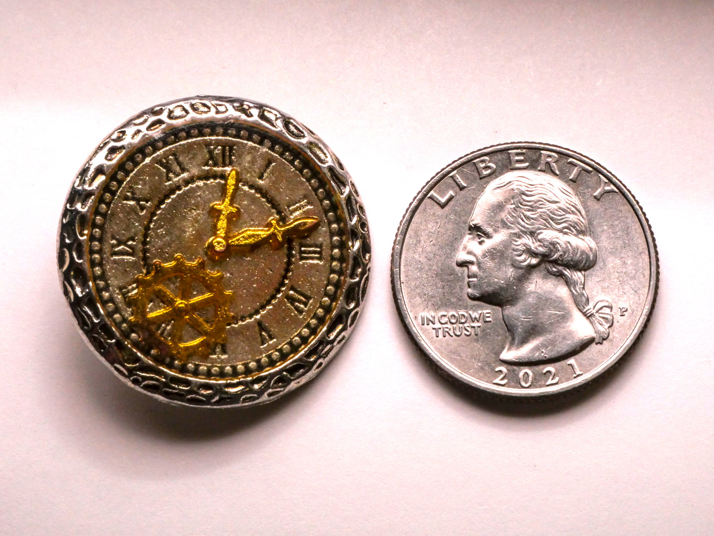 Clock Gear Junque Look Metal Resin Button 29mm