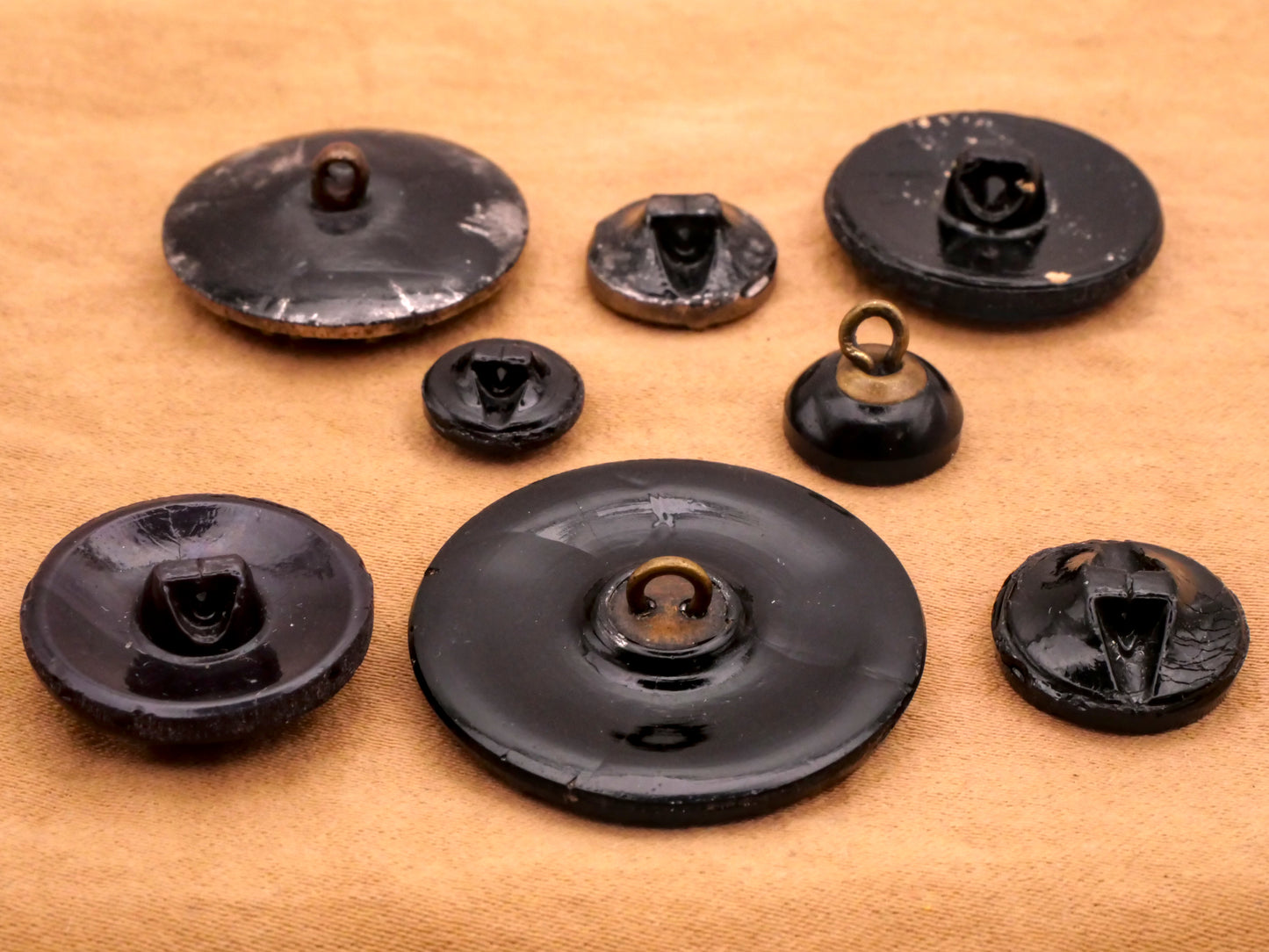 Triad Flower Leaf Design Black Glass Button Various 10-28mm