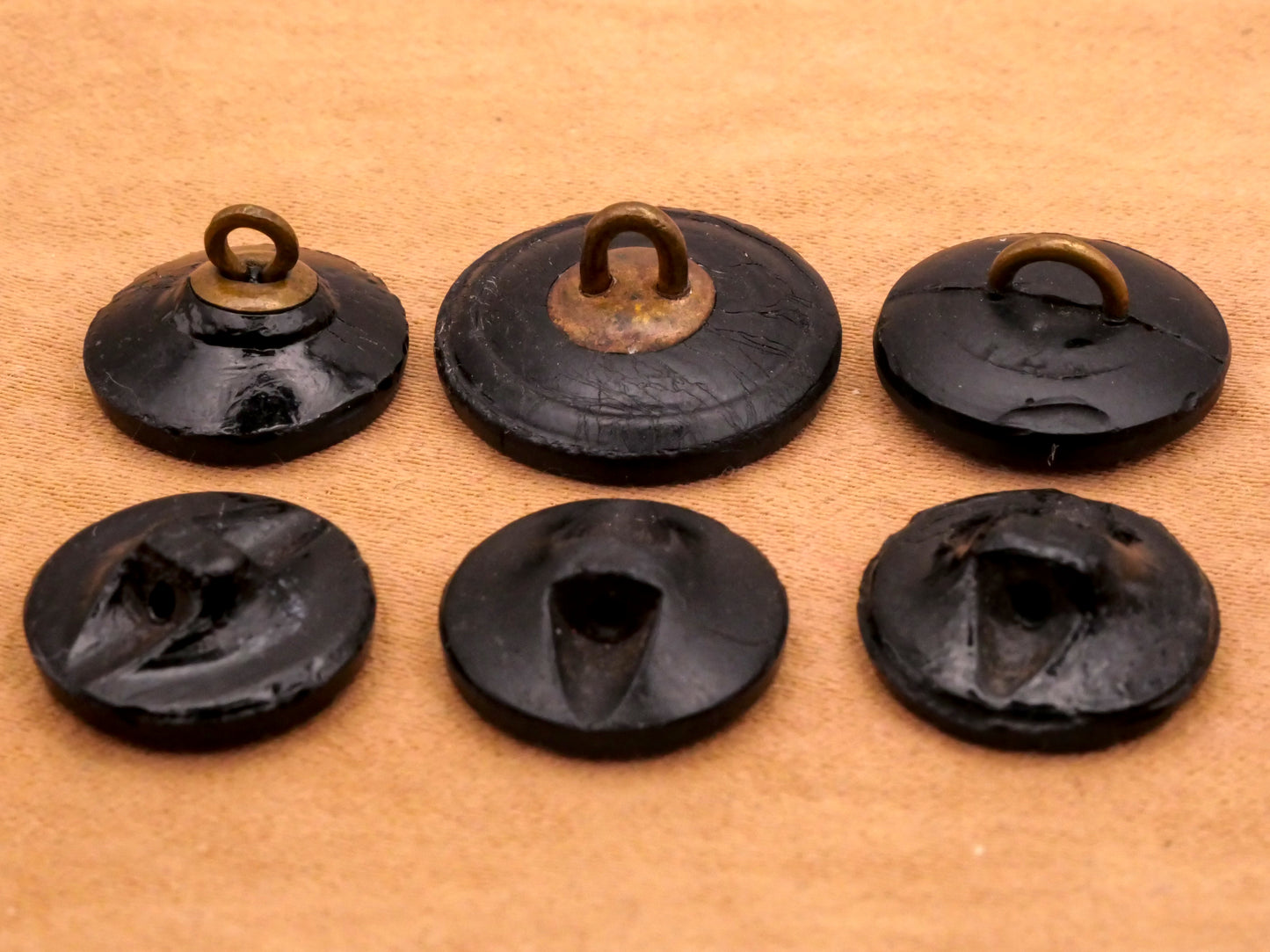 Flower Intricate Details Black Glass Button Various 14-17mm