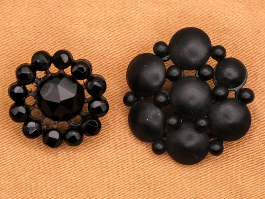 Cluster Black Glass or Metal Button Various 17-21mm