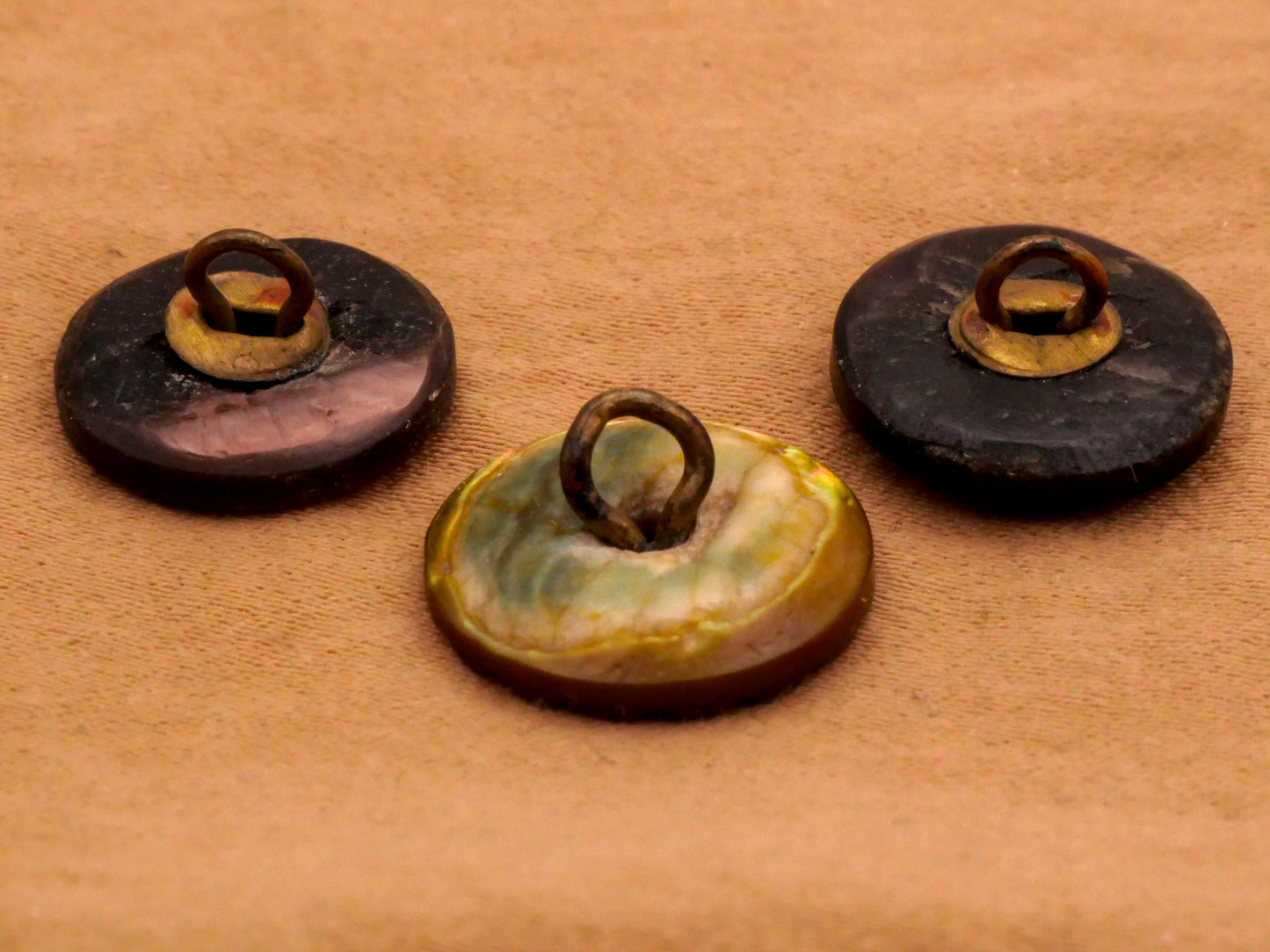 Flower Metal Center Smokey Mother of Pearl Button Various 14-15mm