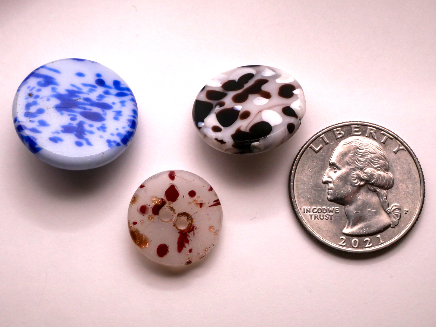 Spotted Speckle Antique Glass Button Various 17-23mm