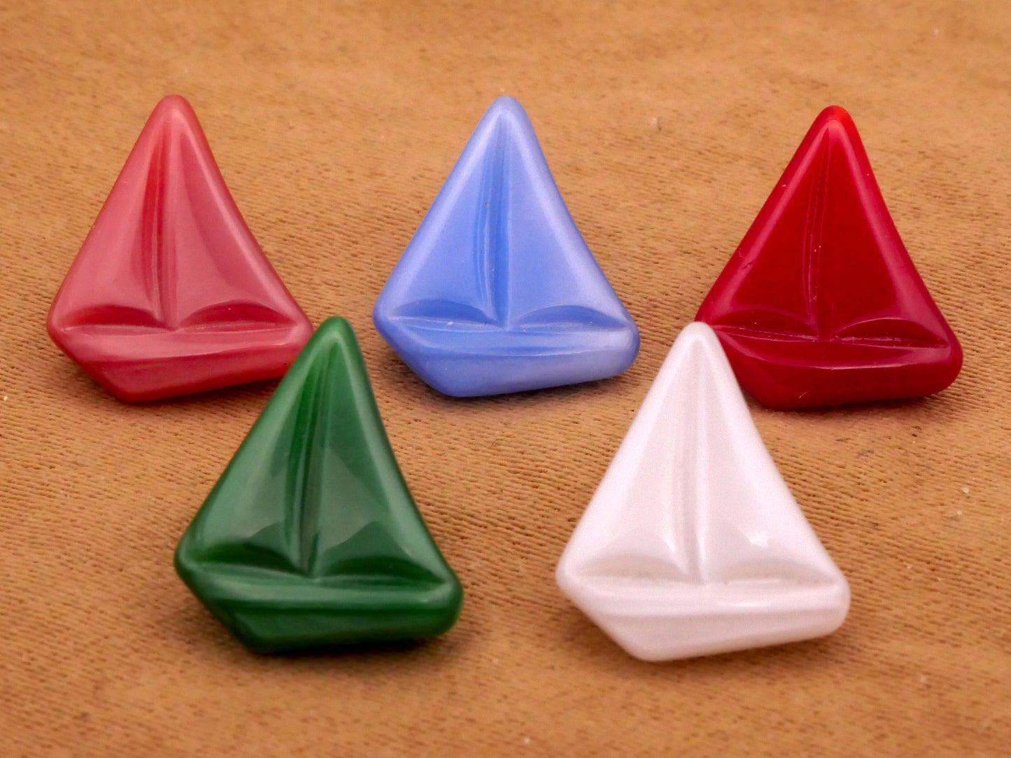 Sailboat Ship Moonglow Vintage Glass Button Various 11x13mm