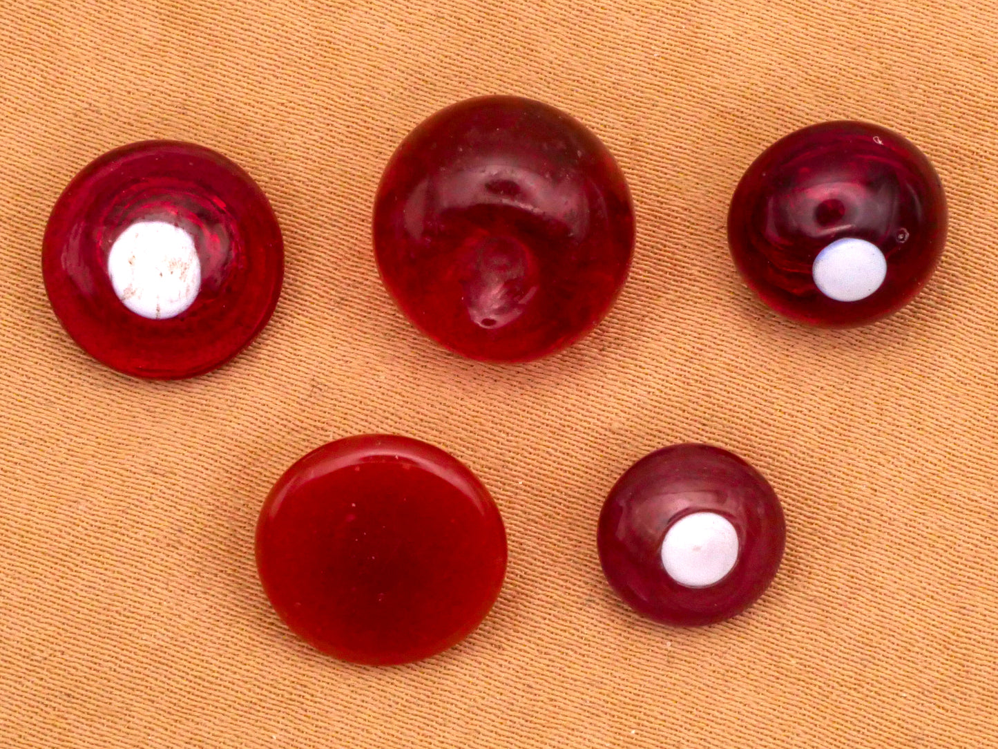 Red Swirl Back Antique Glass Button Various 9-13mm