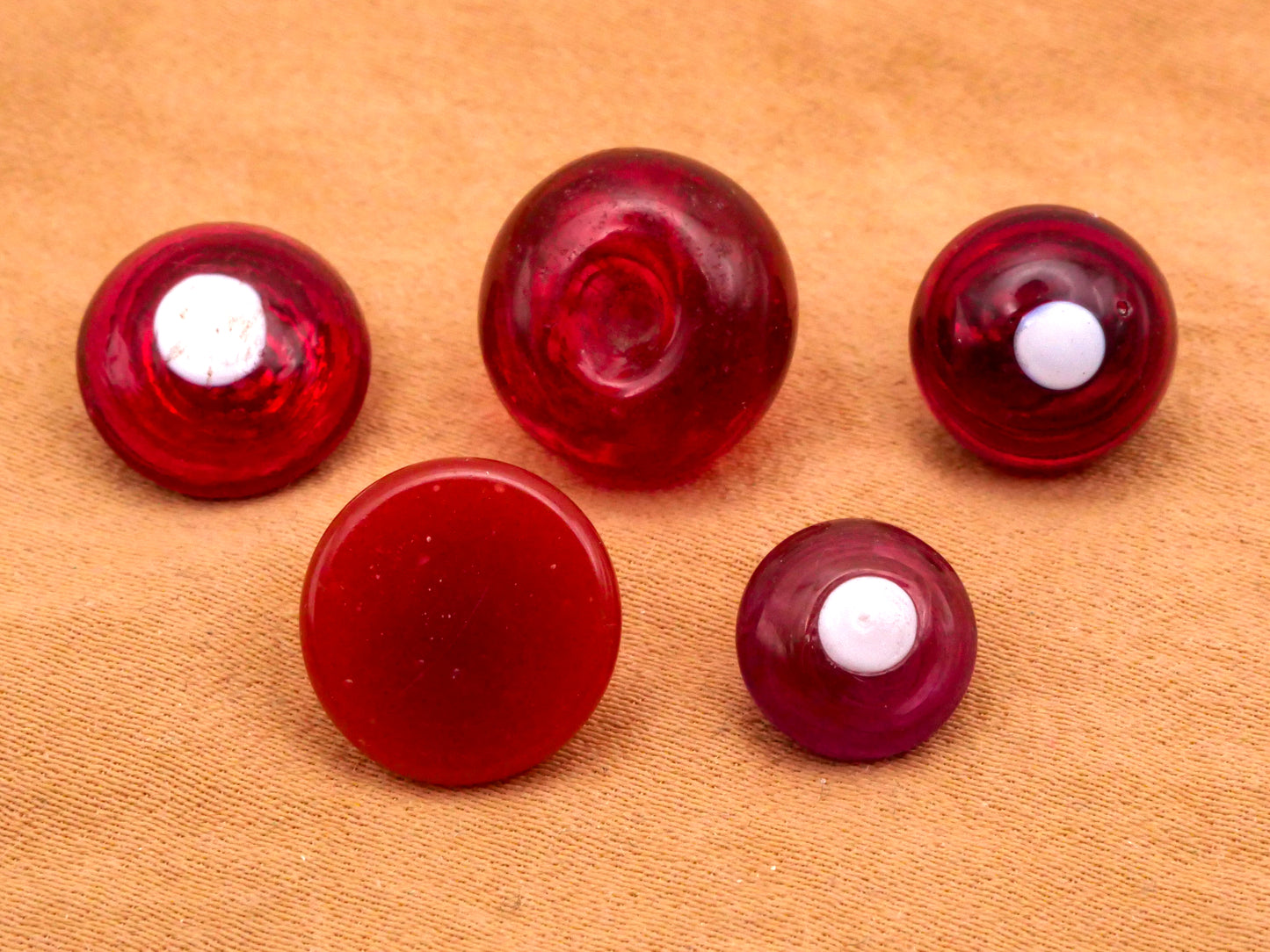 Red Swirl Back Antique Glass Button Various 9-13mm