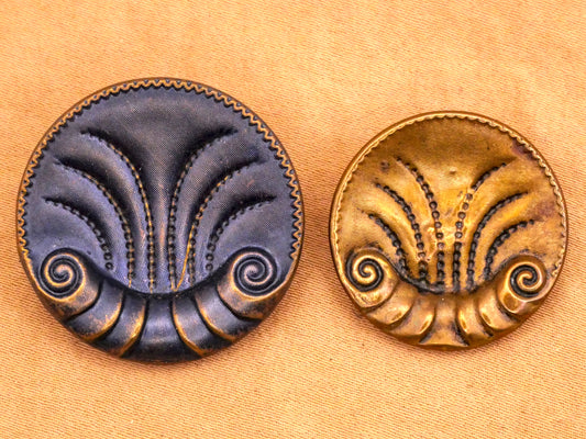 Clamshell Scroll Victorian Metal Button Various 22-27mm