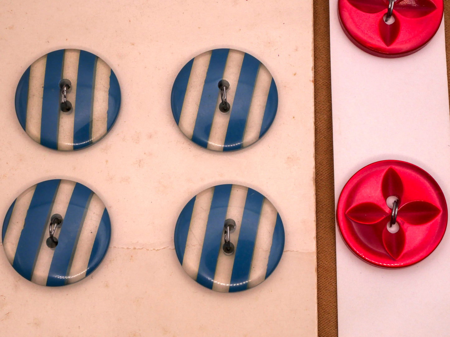 Stripes or Stars Vintage Plastic Card of Buttons Various 19mm