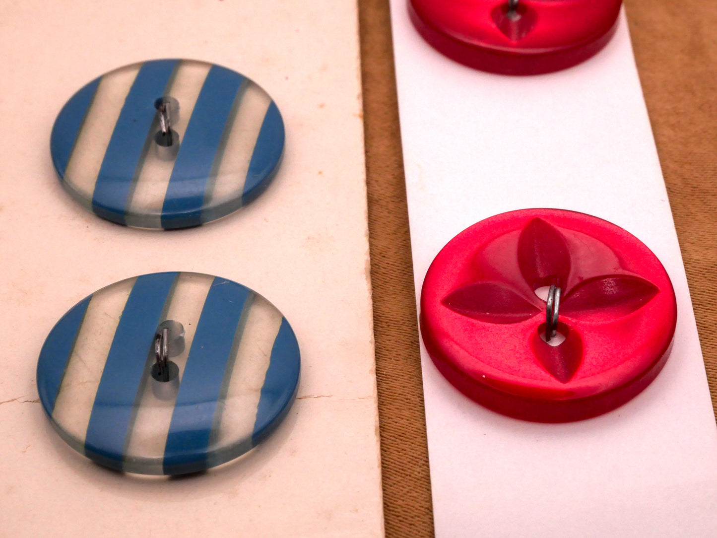 Stripes or Stars Vintage Plastic Card of Buttons Various 19mm