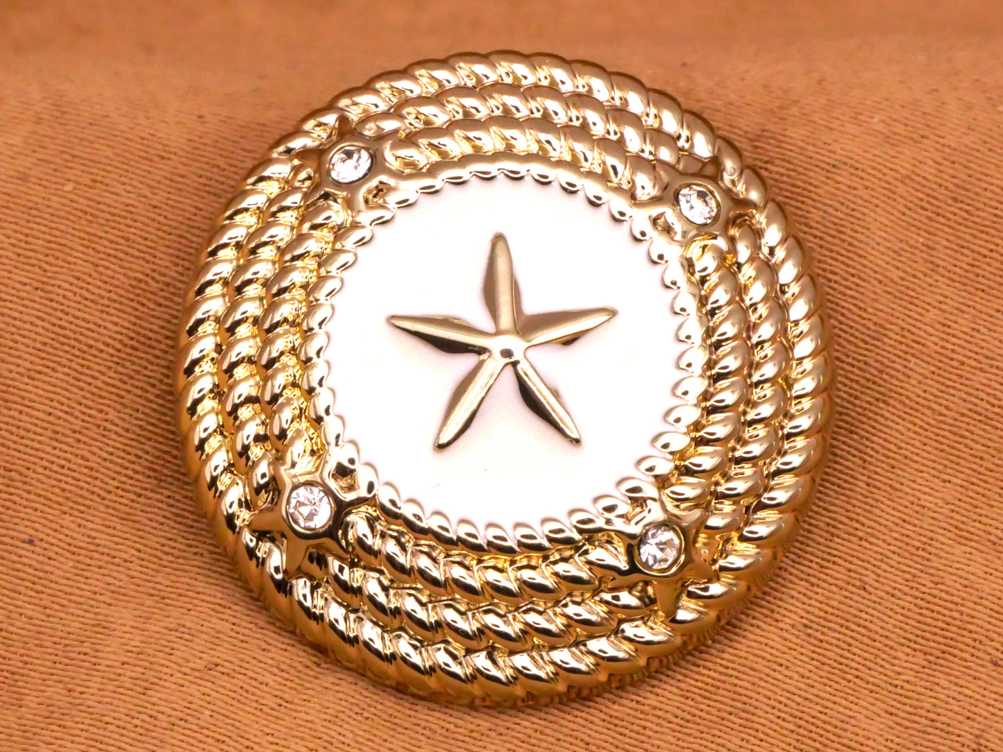 Star Starfish Rope Look Rhinestone Metal Button 23mm