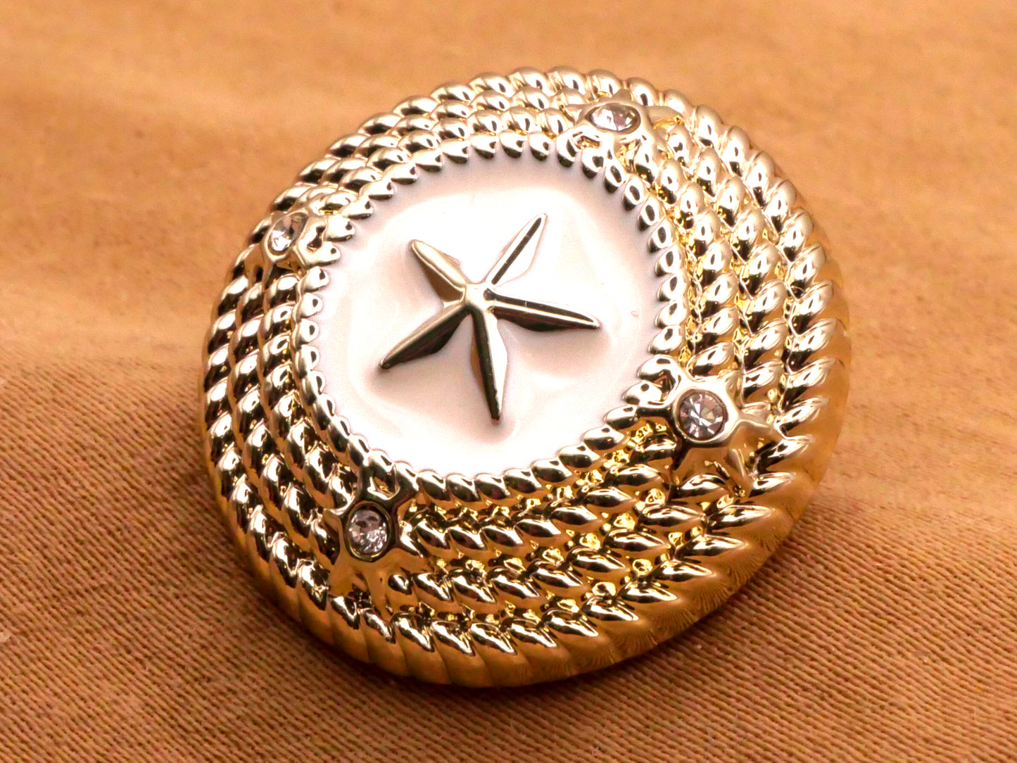 Star Starfish Rope Look Rhinestone Metal Button 23mm