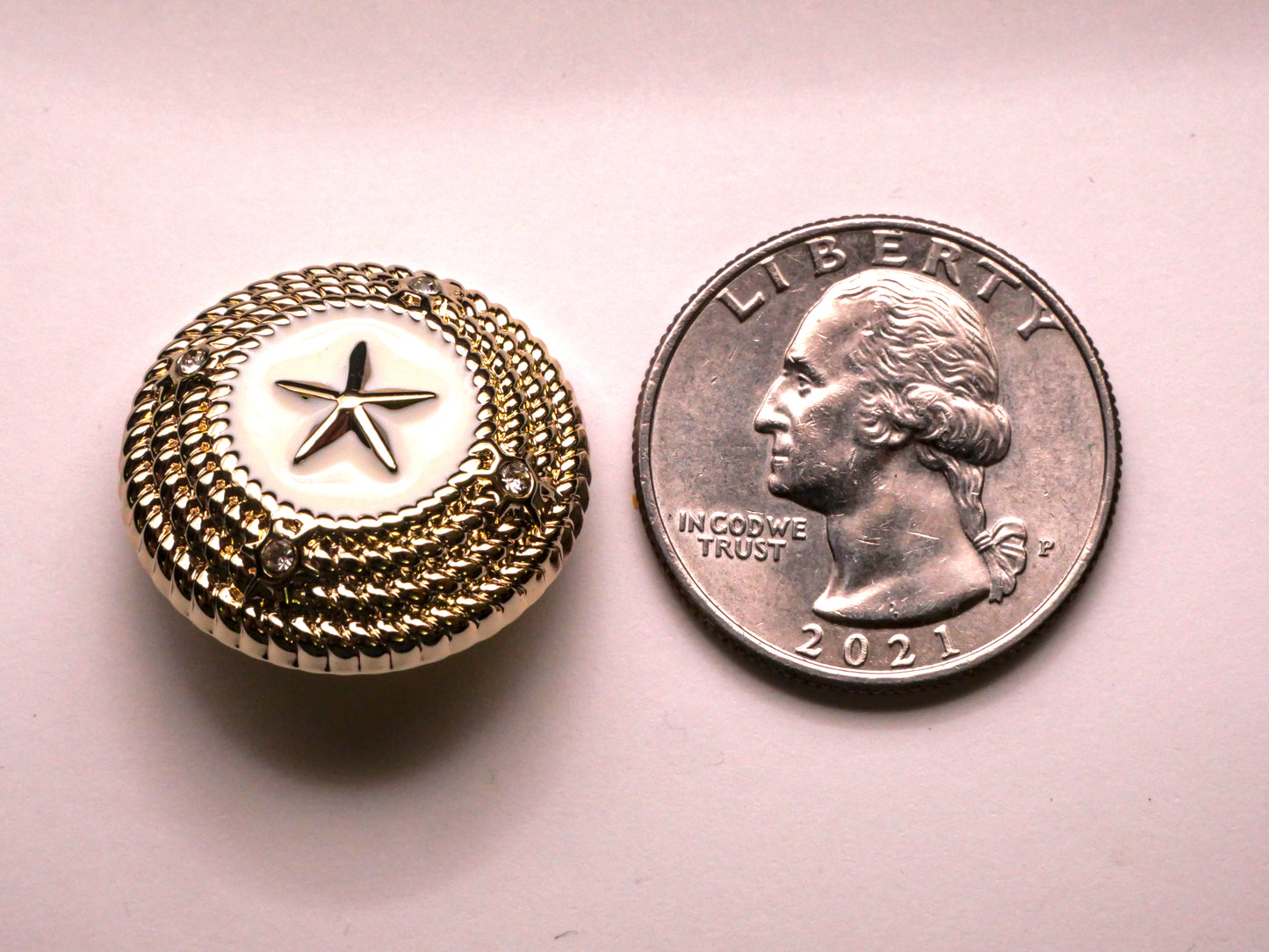 Star Starfish Rope Look Rhinestone Metal Button 23mm