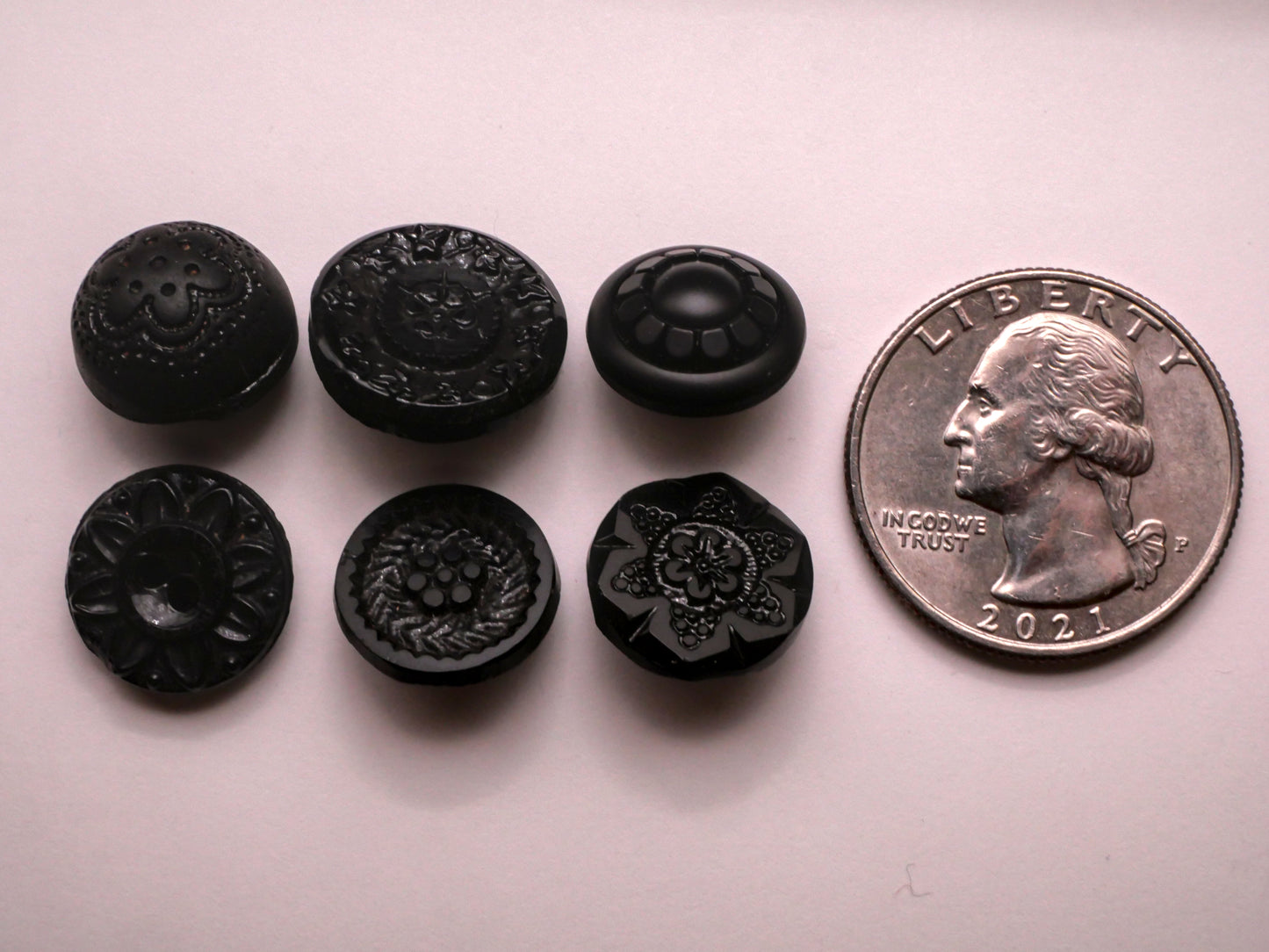 Flower Center Black Glass Button Various 13-16mm
