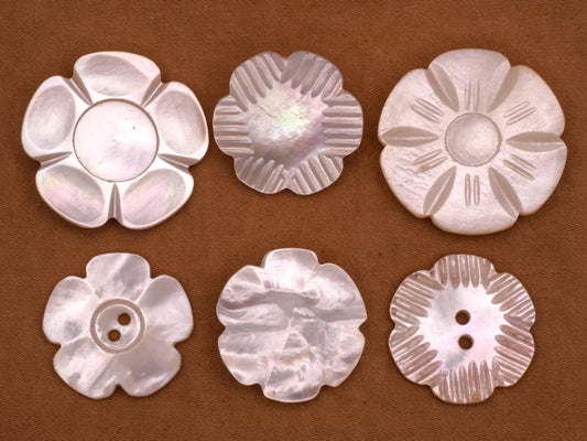 Flower Scalloped Petals Mother of Pearl Shell Button Various 22-27mm