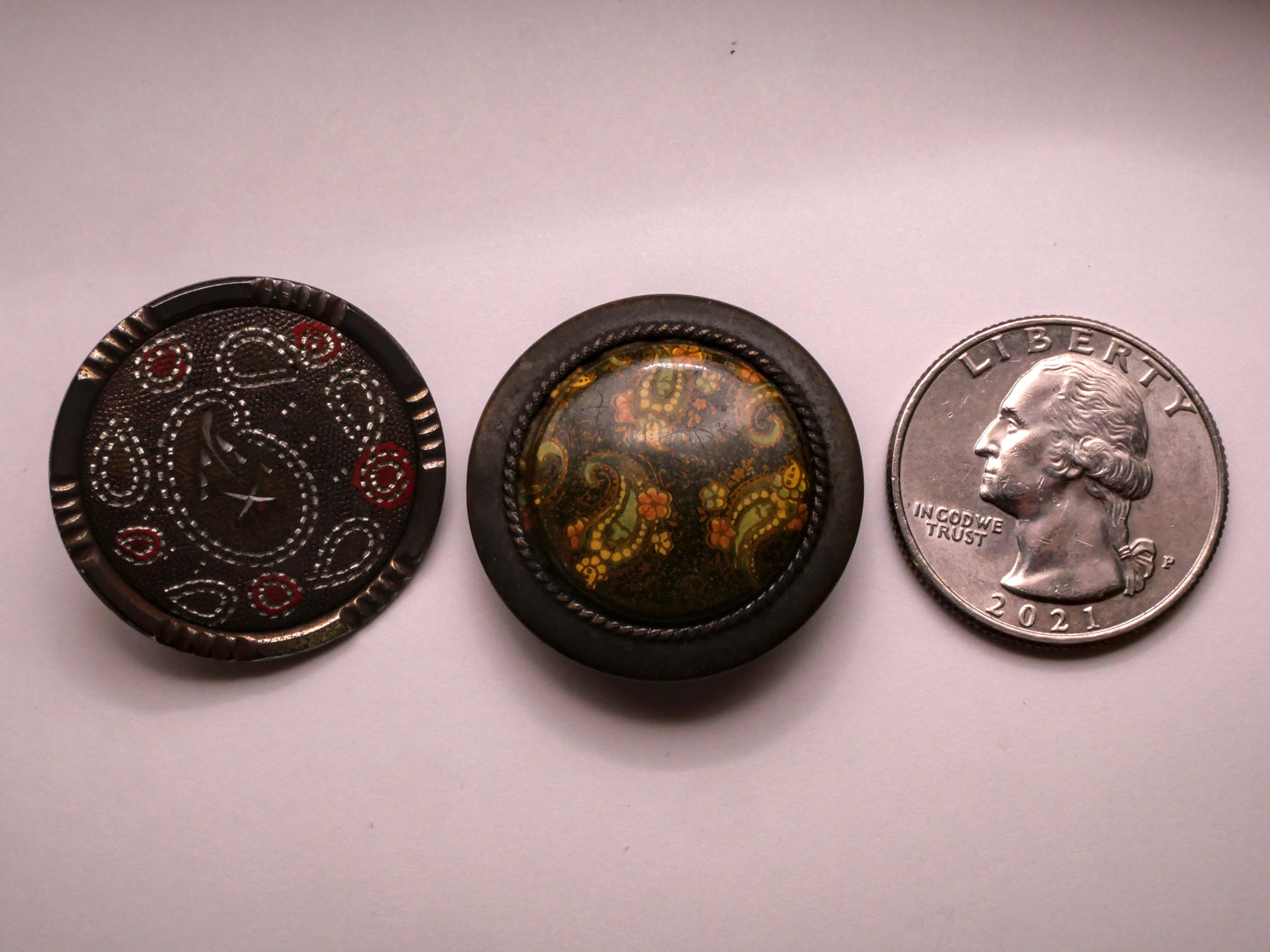 Paisley Hippie Metal Antique Button Various 27-28mm