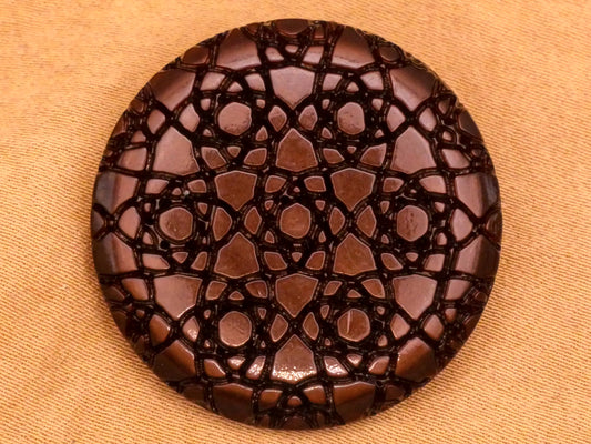 Flower Mandala Vintage Brown Plastic Button 29mm