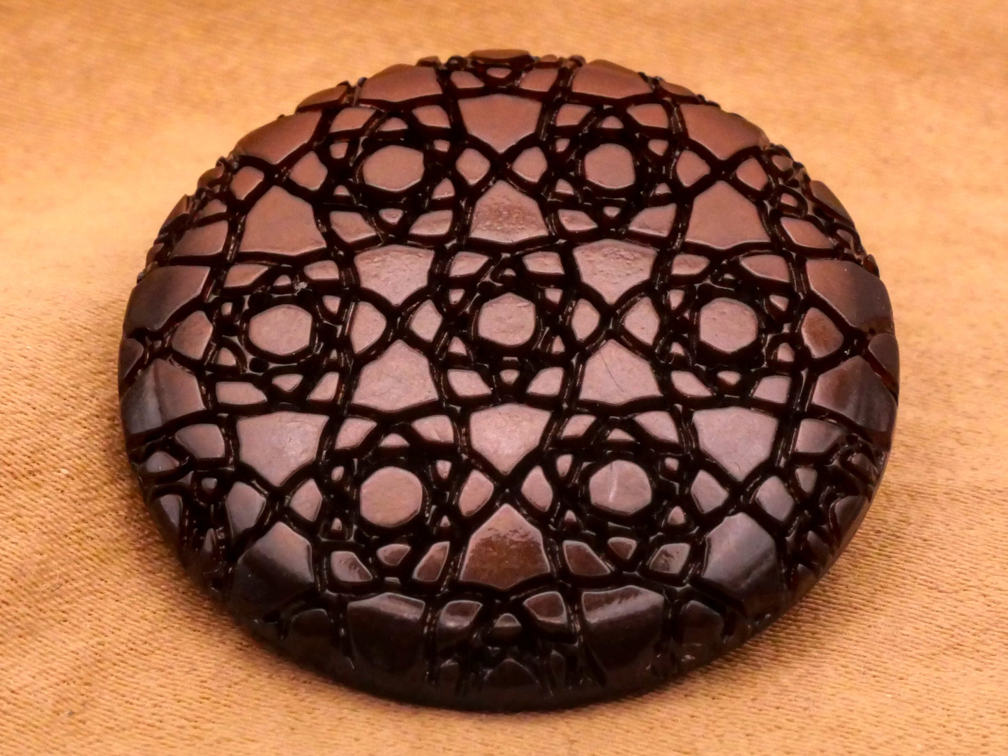 Flower Mandala Vintage Brown Plastic Button 29mm