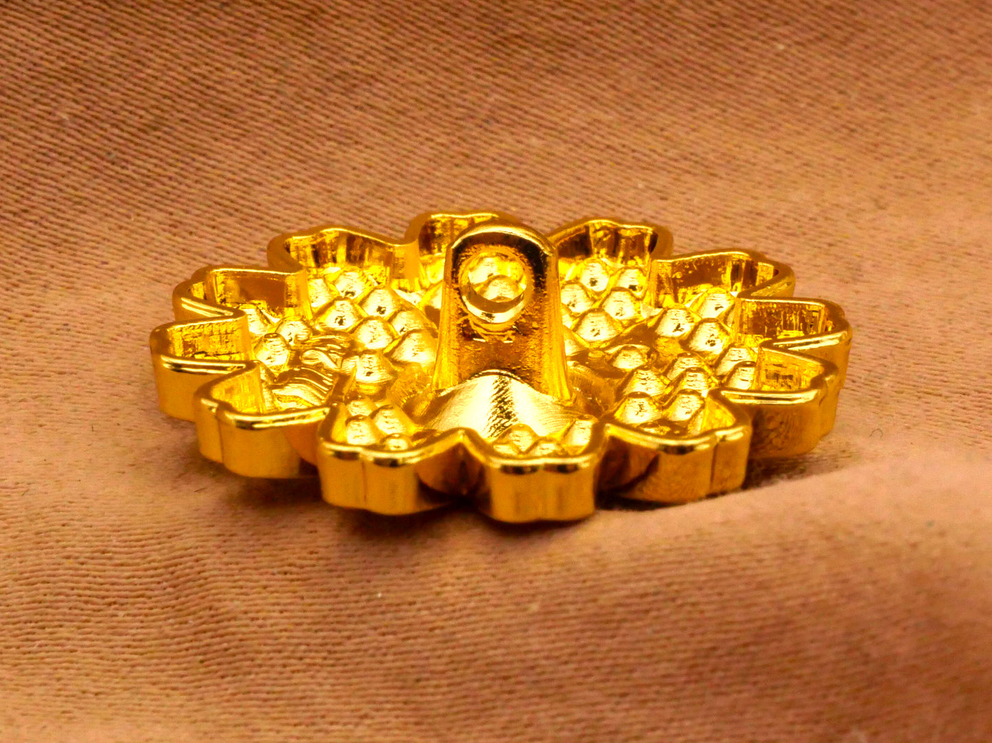 Daisy Flower Yellow Rhinestone Metal Button 25mm