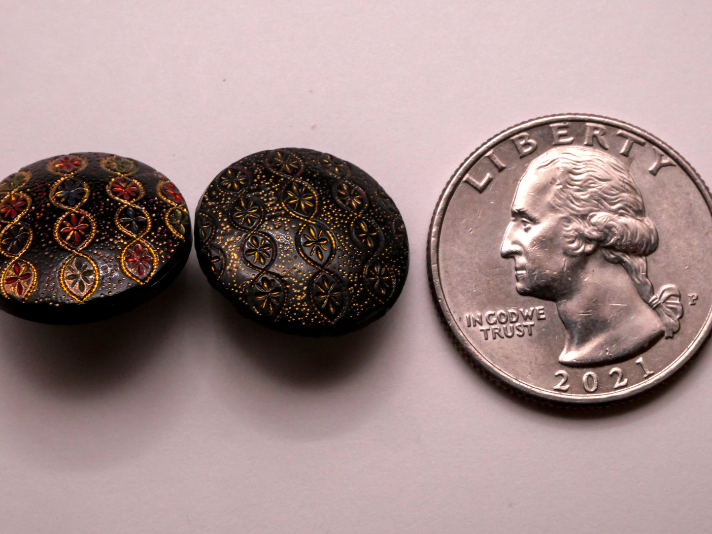 Trim Ribbon Look Pattern Black Glass Button Various 17-18mm