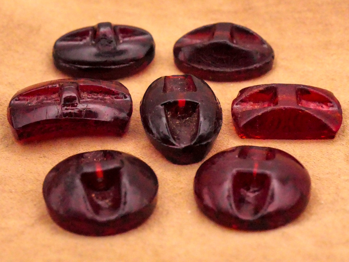 Paisley Red Cranberry Glass Gold Accent Button Various 11-20mm