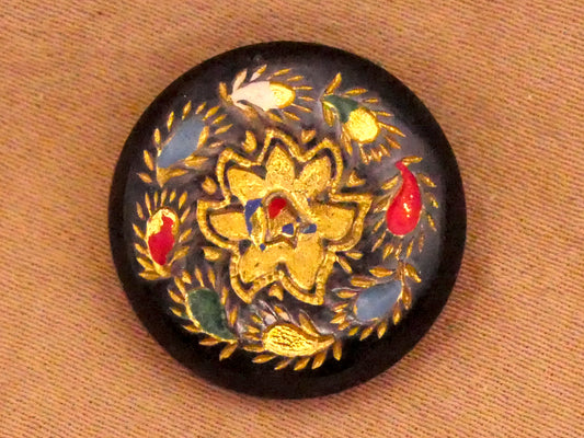 Feather Paisley Border Enamel Metal Button 18mm