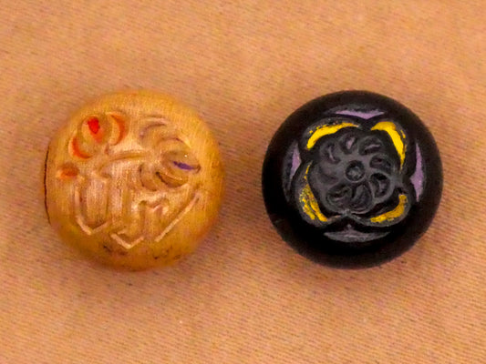 Botanical Pressed Wood Vintage Button Various 12mm