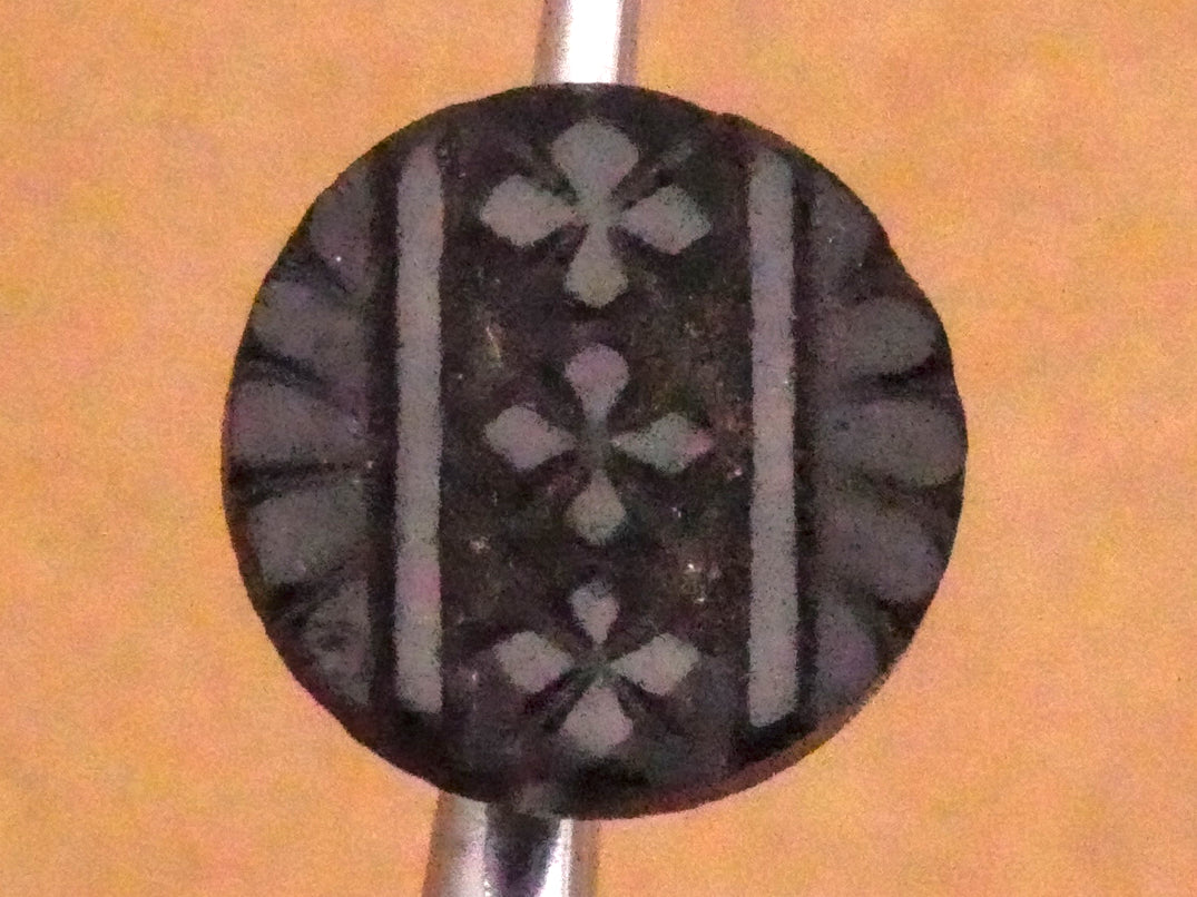 Asian Inspired Look Intricate Black Glass Button Various 11-14mm