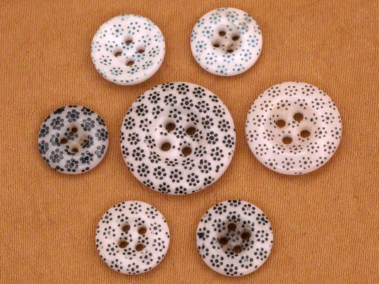 Calico China #44 Dot Flower Porcelain Button Various 11-17mm