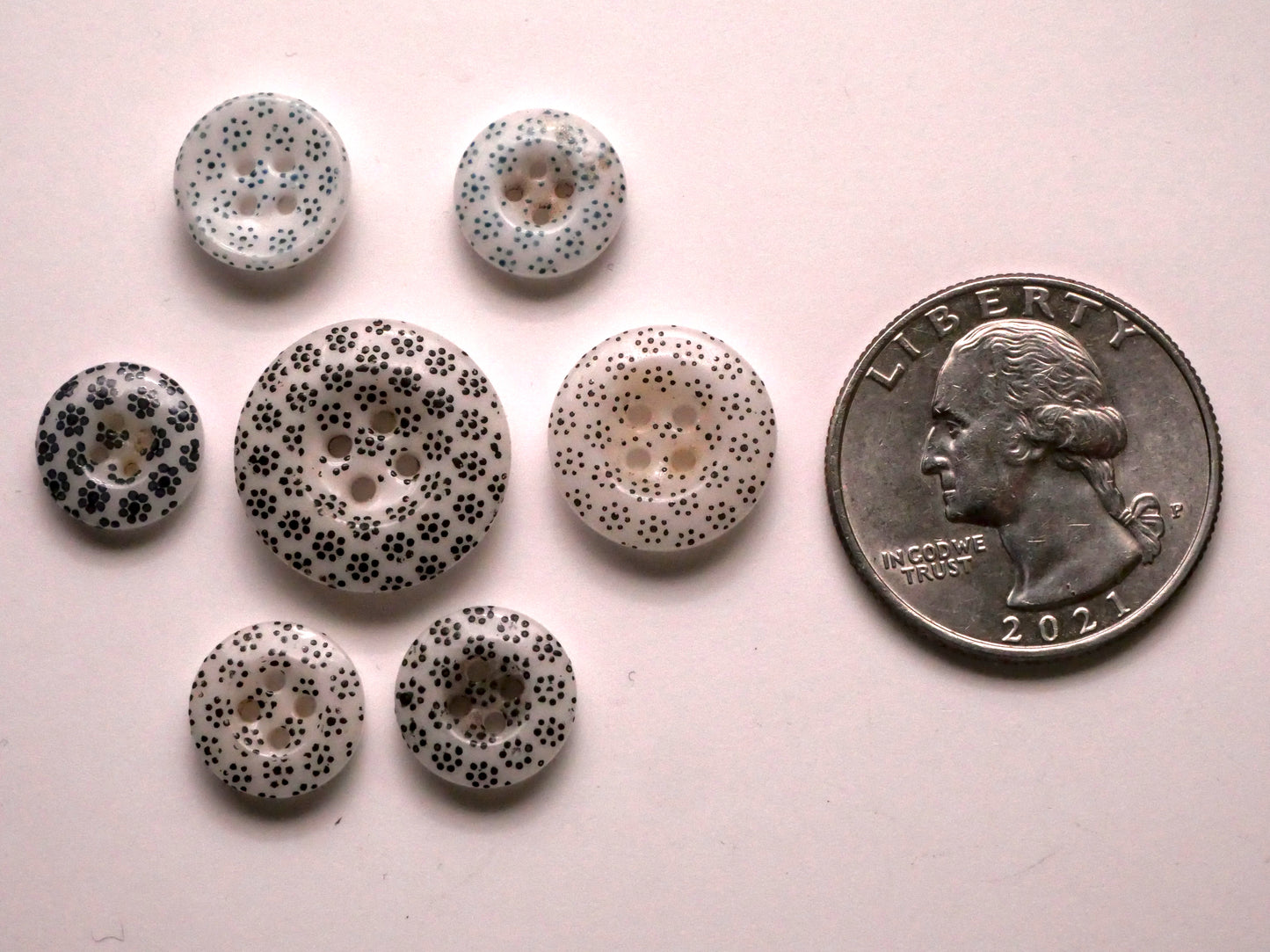 Calico China #44 Dot Flower Porcelain Button Various 11-17mm