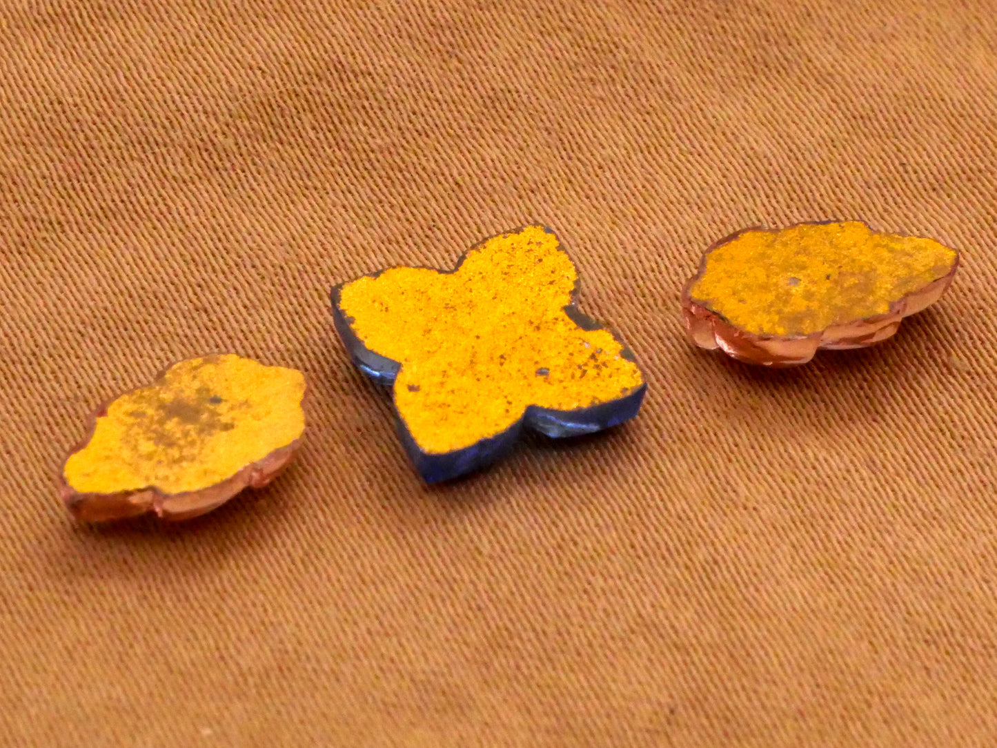 Flower Leaves Vintage Blue Peachy Pink Foil Back Glass Embellishments 6-10mm