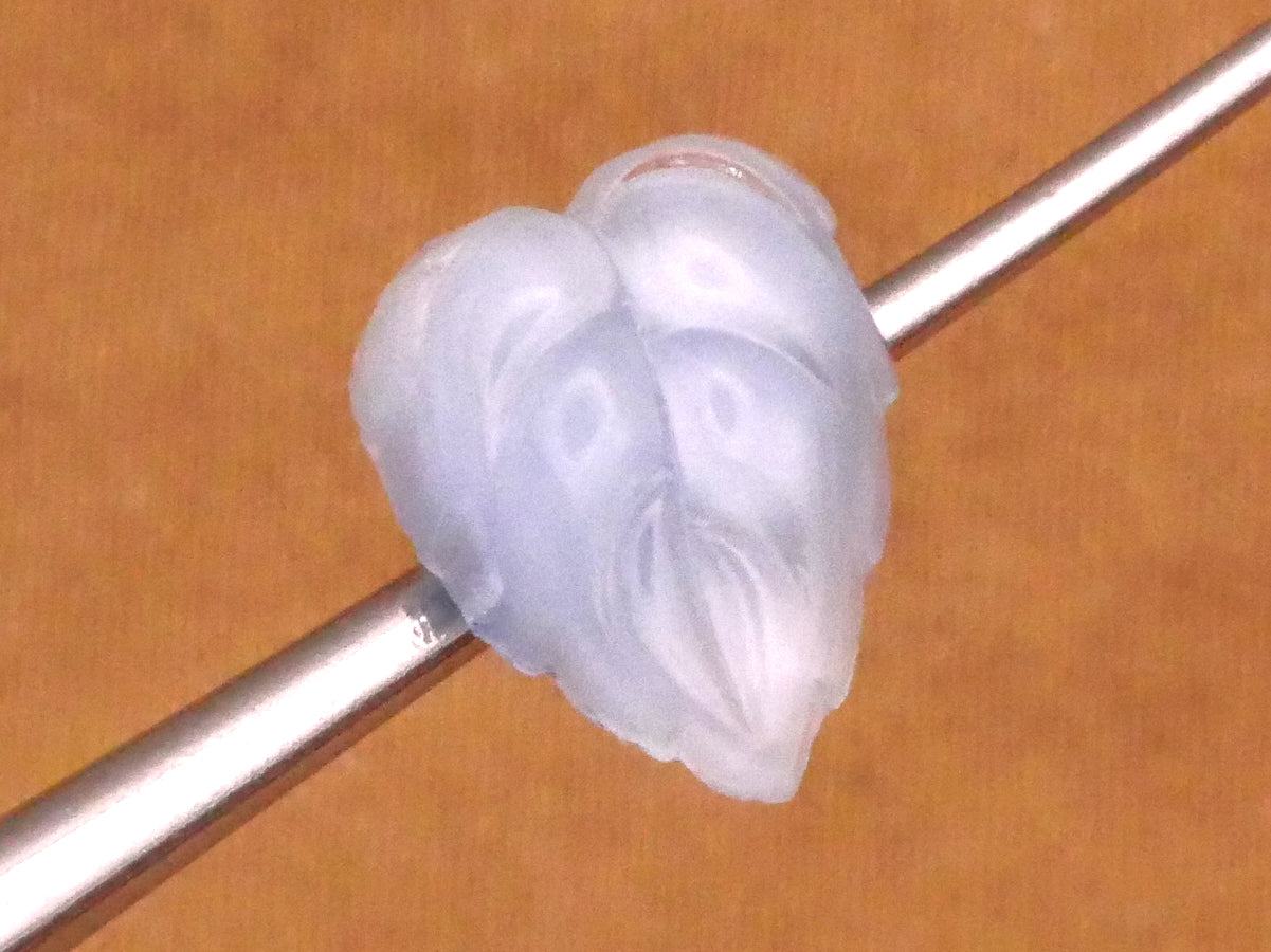 Leaf Icy Blue Moonglow Glass Pair of Buttons 8x10mm