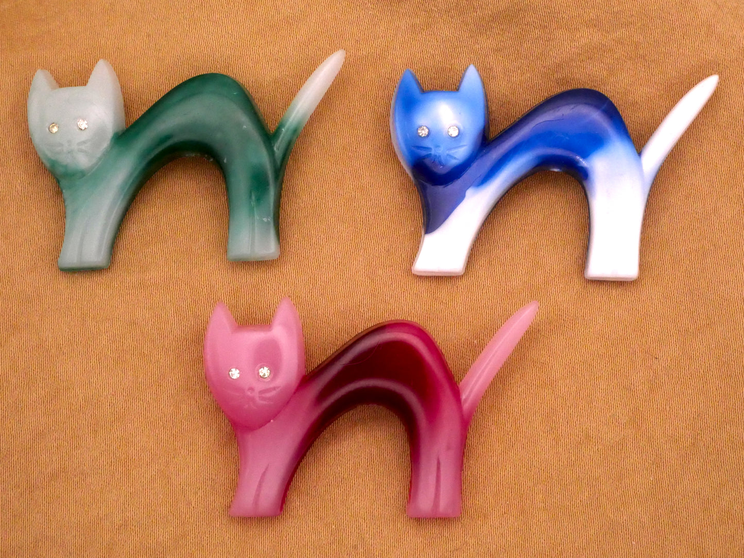 Cat Kitty Marbled Acrylic Plastic Rhinestone Large Button Various 27x39mm