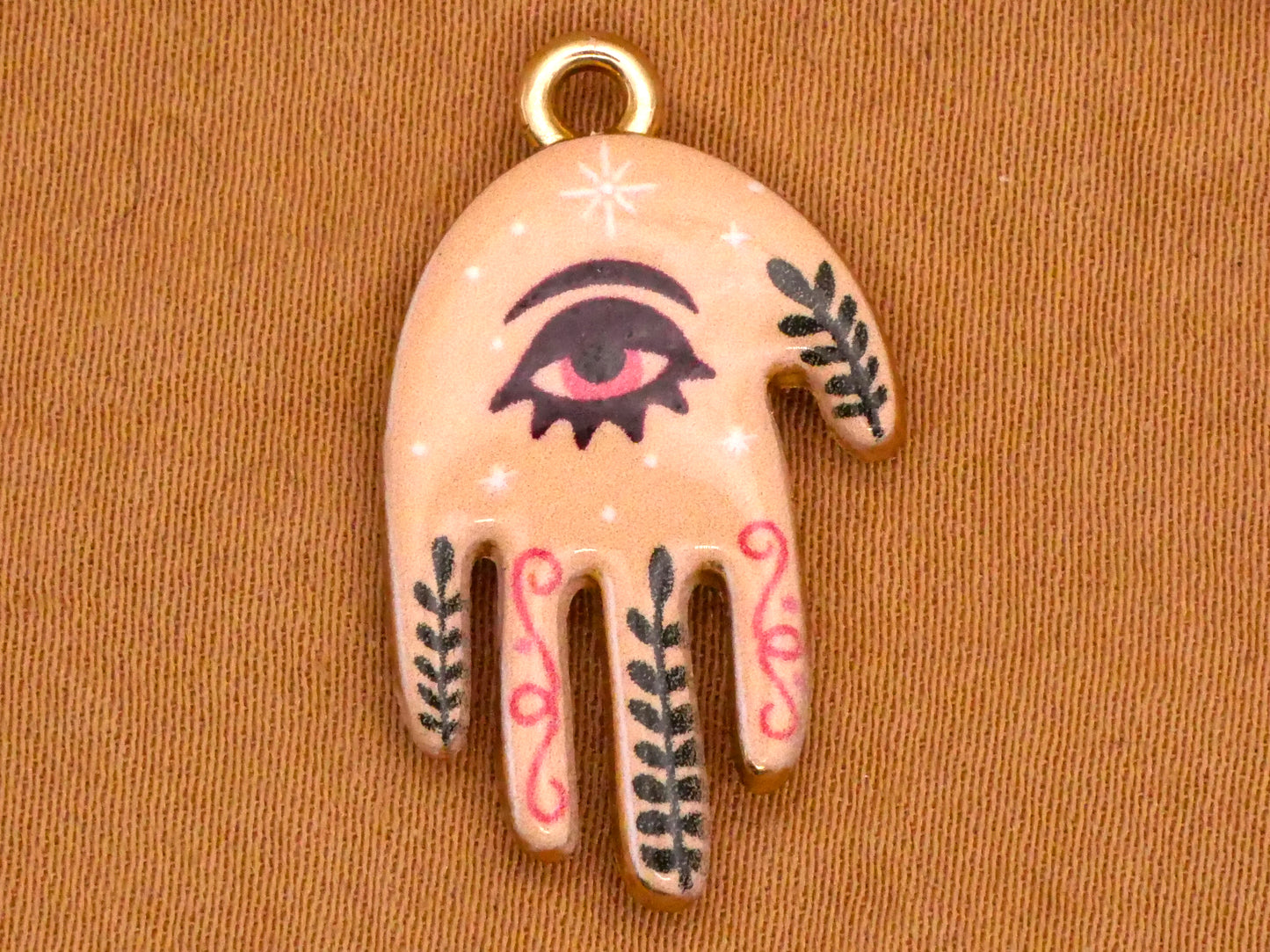 Hamsa Eye Hand Henna Tattoo Metal Pair of Charms Embellishments 15x27mm