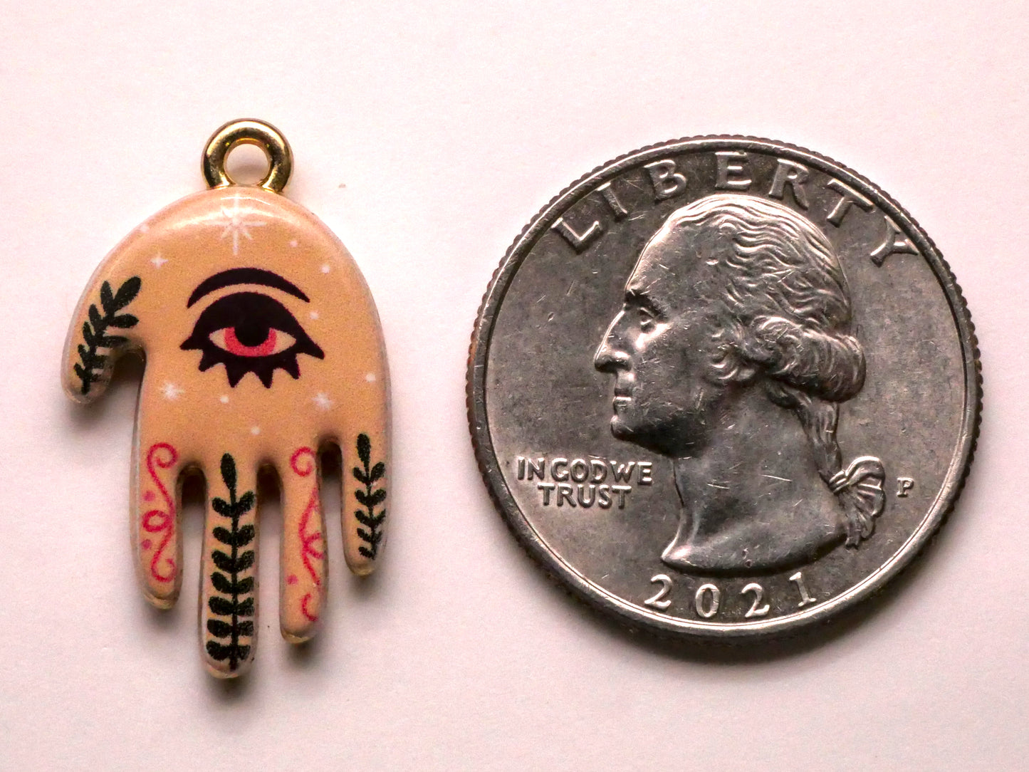 Hamsa Eye Hand Henna Tattoo Metal Pair of Charms Embellishments 15x27mm