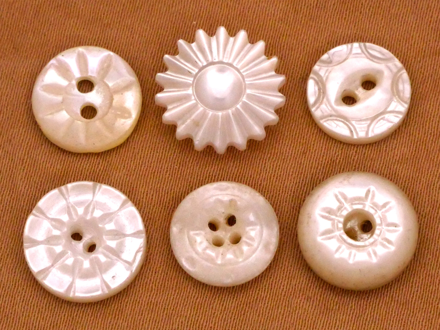 Sun Carved Design Mother of Pearl Shell Small Button Various 9-12mm