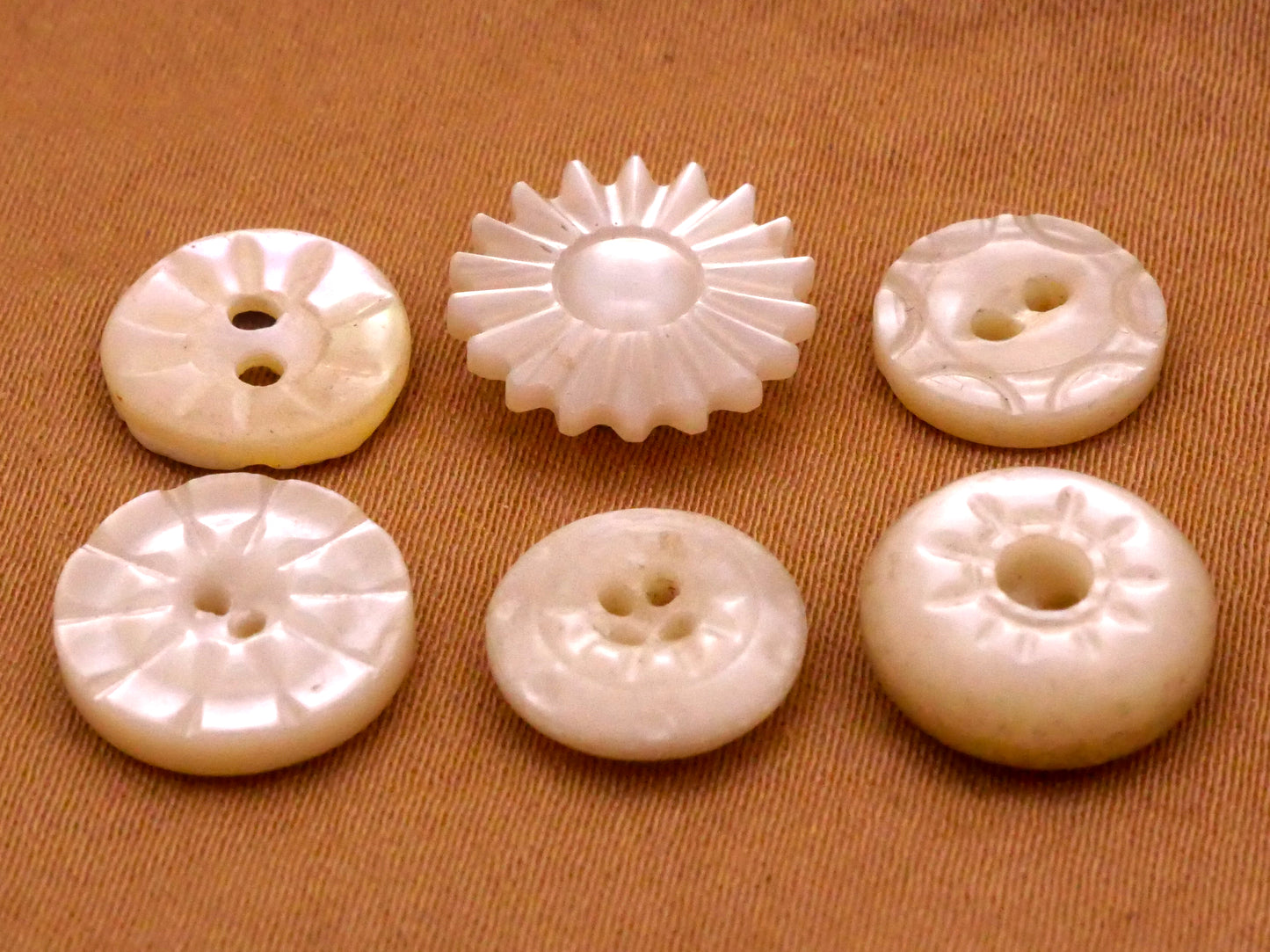 Sun Carved Design Mother of Pearl Shell Small Button Various 9-12mm
