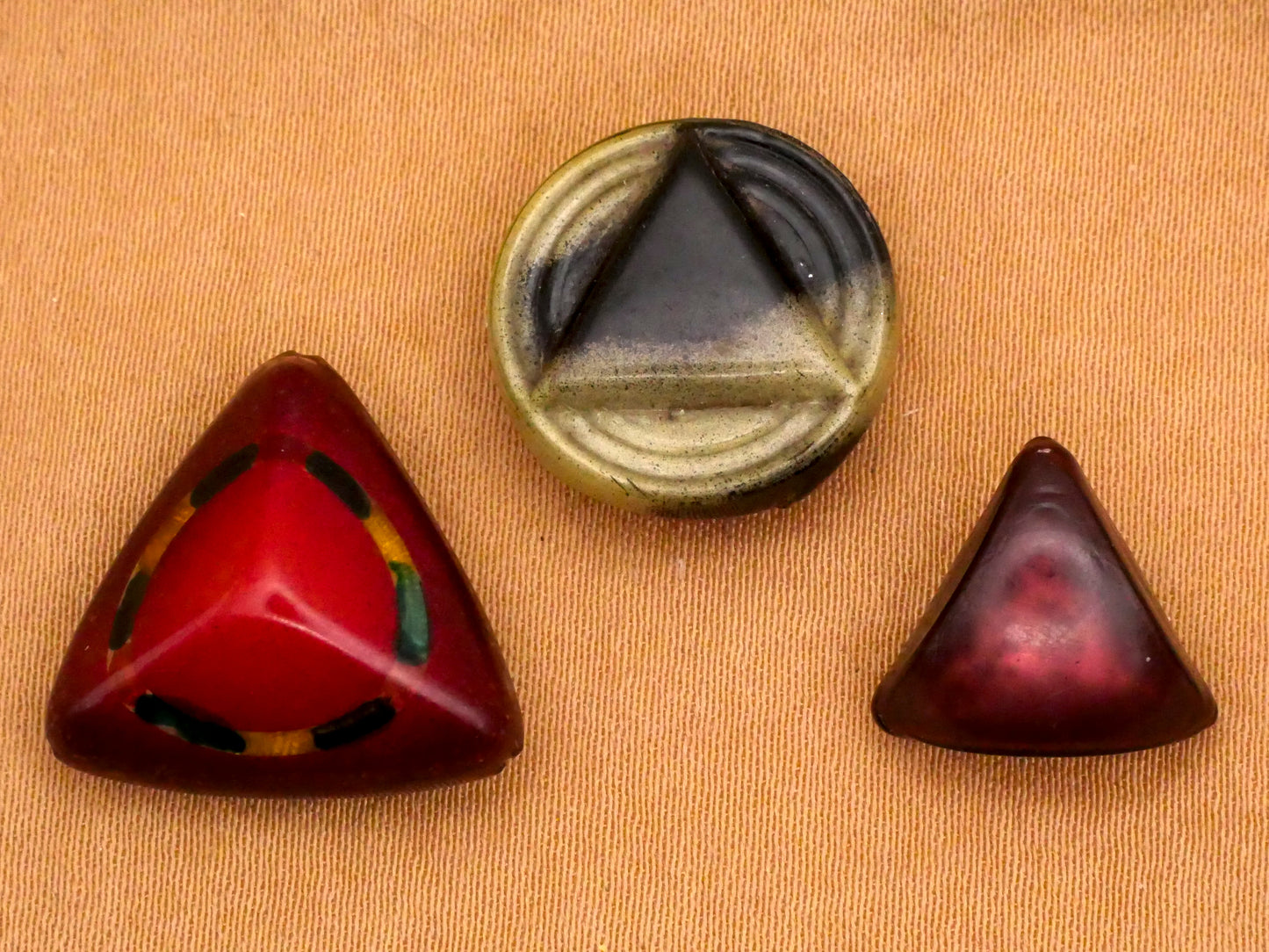 Triangle Shape Design Celluloid Early Plastic Button Various 13-17mm