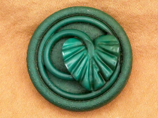 Leaf Vine Stem Green Celluloid Early Plastic Button 27mm