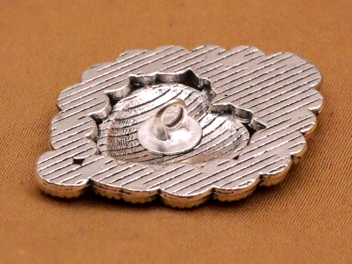 Sacred Heart Silver Metal Large Button 24x32mm