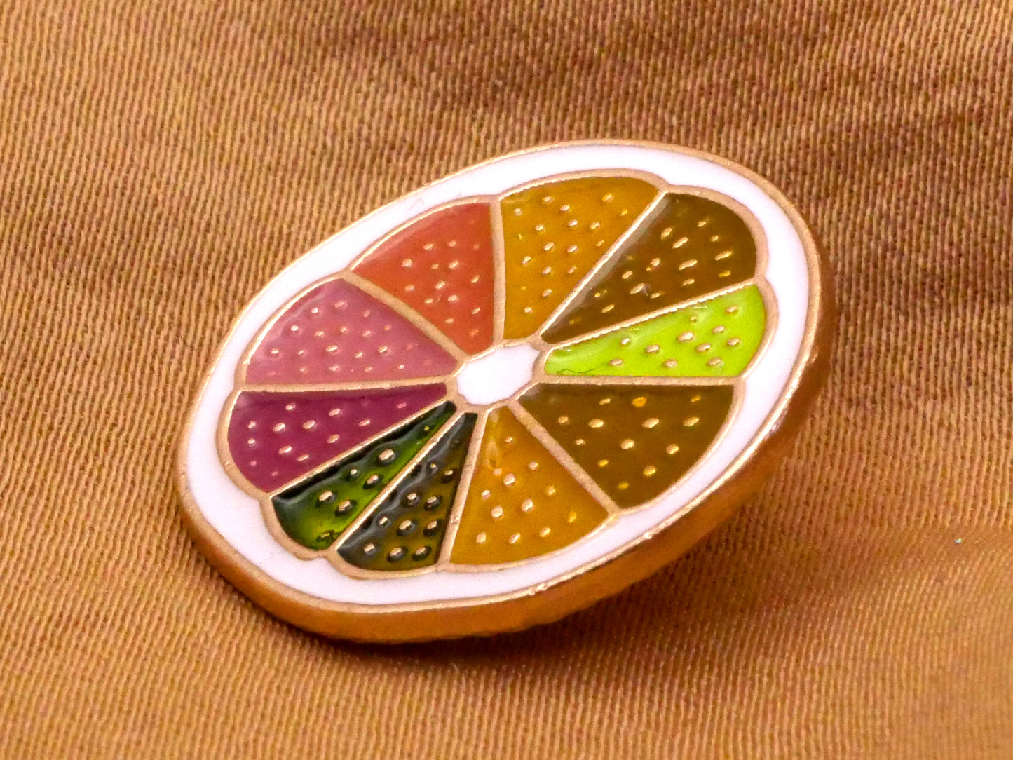 Citrus Fruit Lemon Lime Orange Enamel Metal Button 20mm