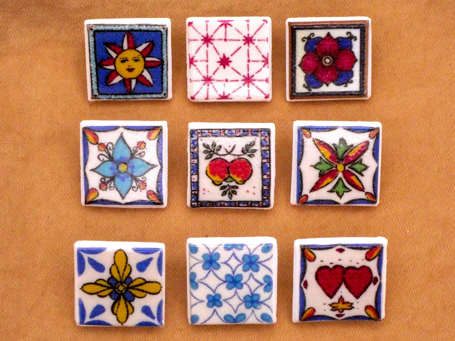 Spanish South American Style Tiles Glass Button Various 15mm