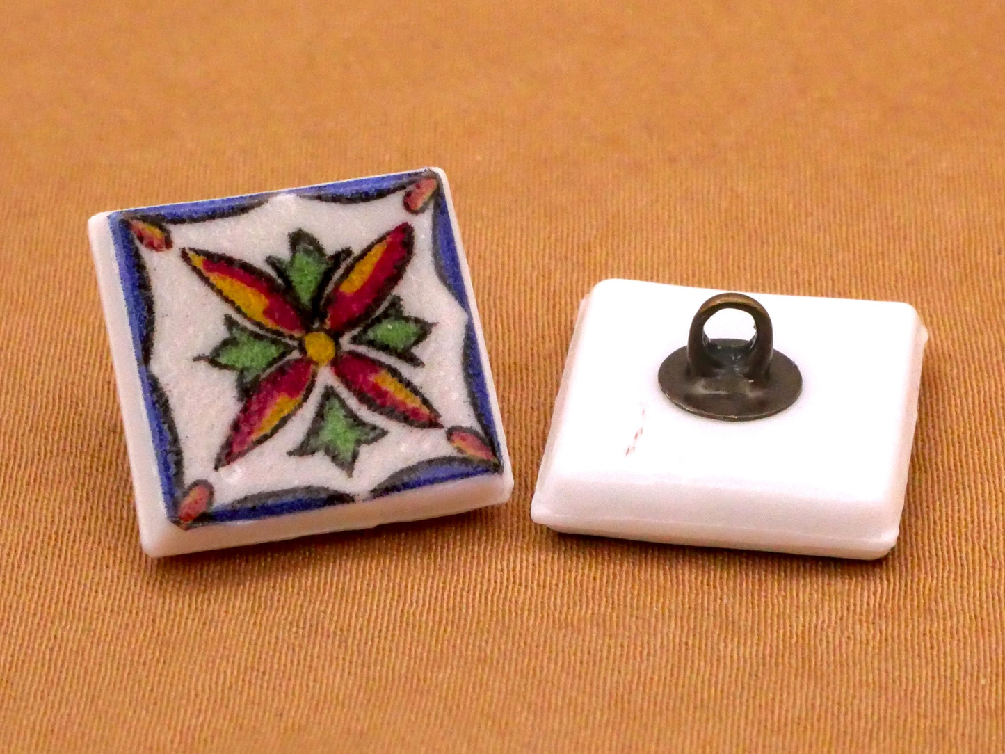 Spanish South American Style Tiles Glass Button Various 15mm