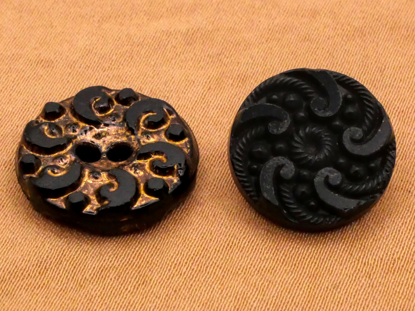 Whirlpool Swirl Wave Design Black Glass Button Various 14-16mm