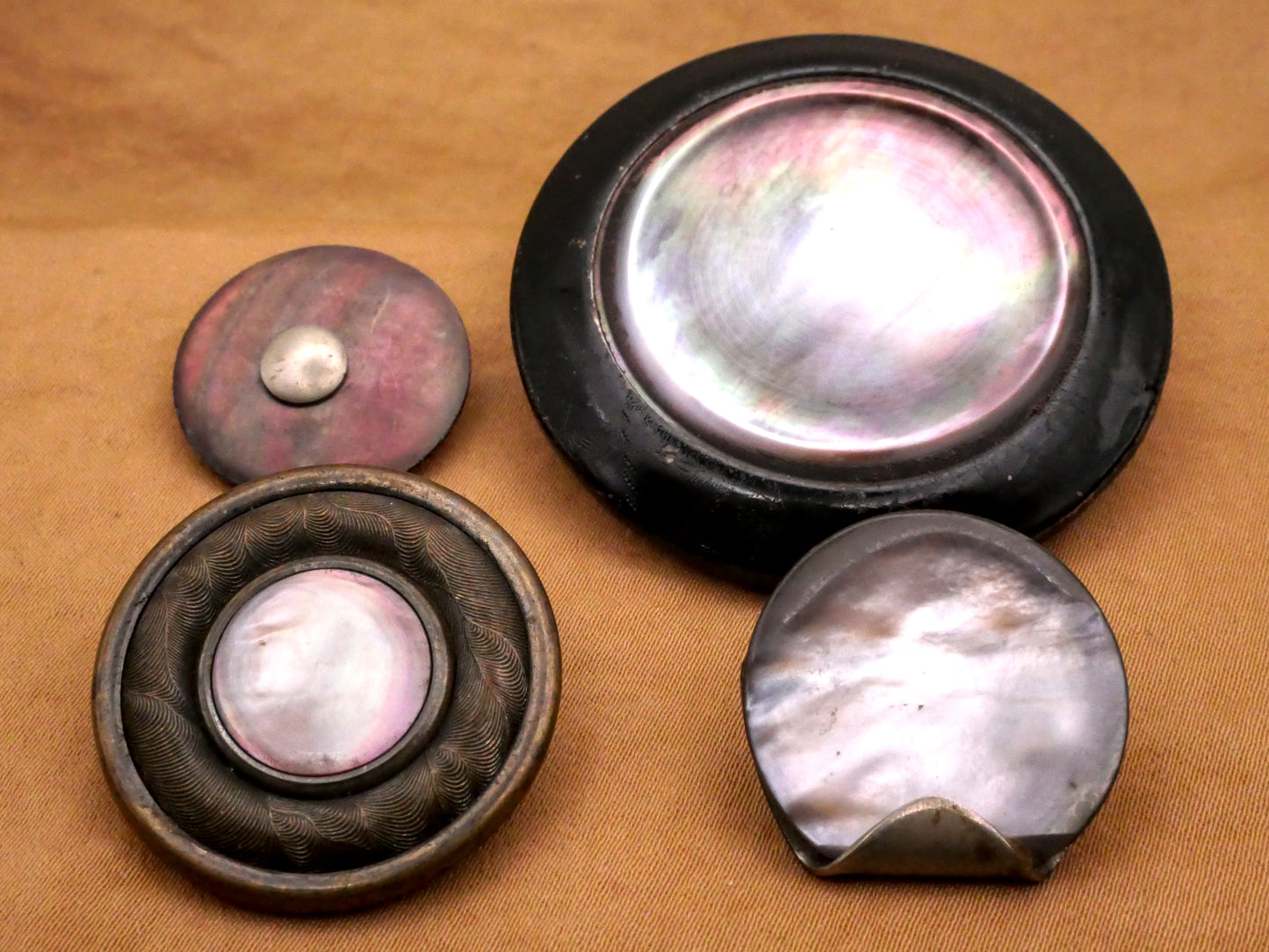 Smoky Mother of Pearl Shell Metal Button Various 20-44mm