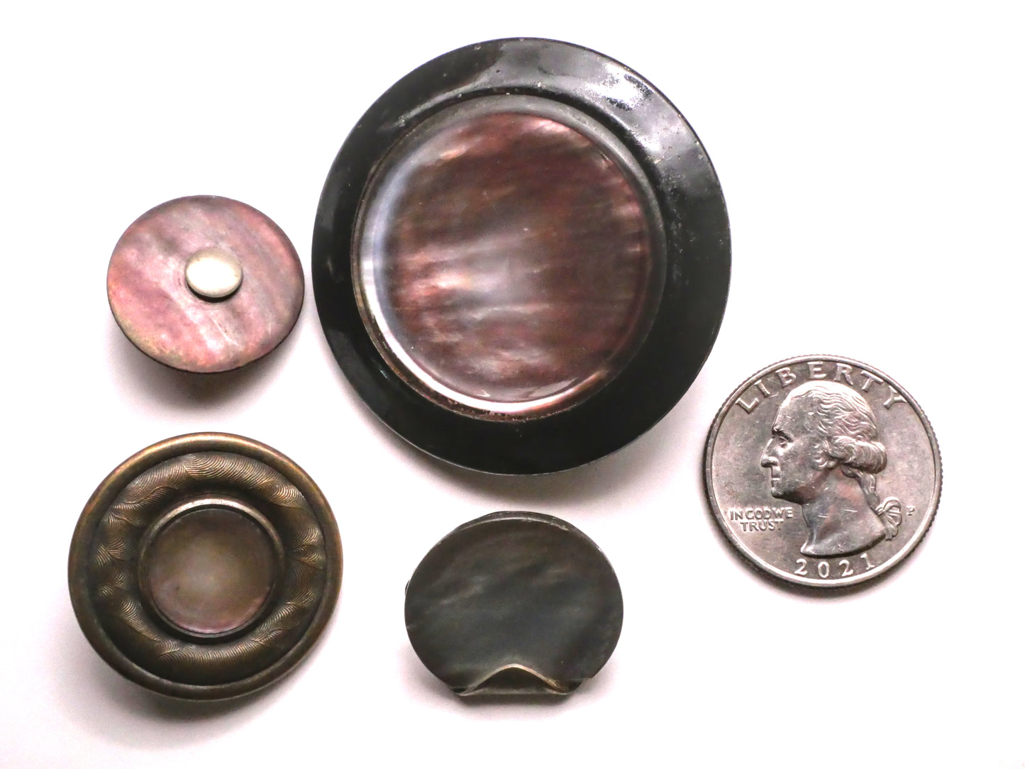 Smoky Mother of Pearl Shell Metal Button Various 20-44mm