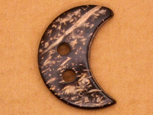 Crescent Moon Coconut Shell Sew-Thru Large Button 25x33mm